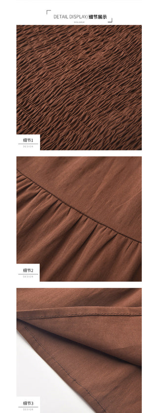 Square collar lantern sleeve fold dress
