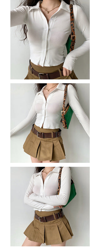 Polo collar slim top