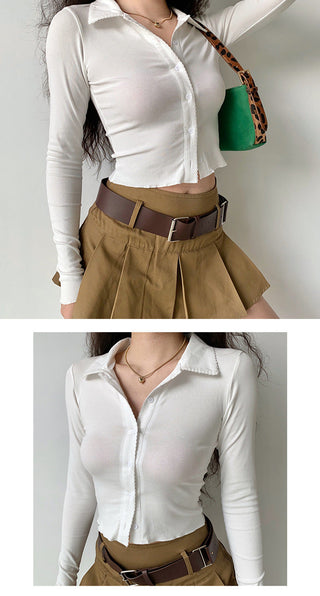 Polo collar slim top