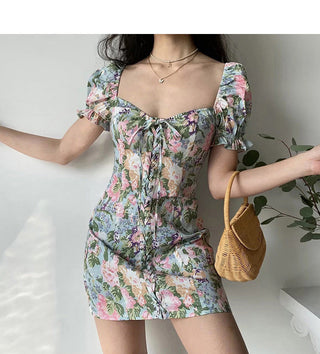 Floral bubble sleeve dress