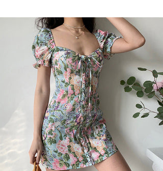 Floral bubble sleeve dress