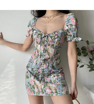 Floral bubble sleeve dress