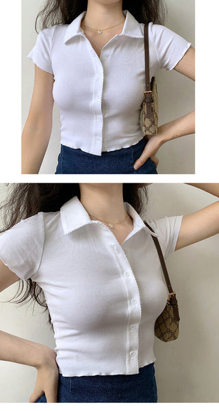 Slim-fit lace design top