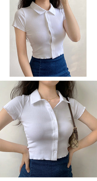 Slim-fit lace design top