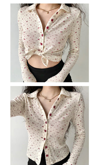 Floral button up T -shirt