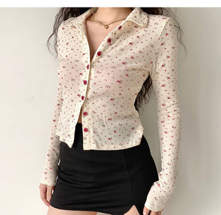 Floral button up T -shirt