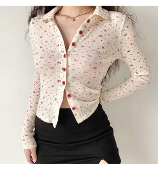 Floral button up T -shirt