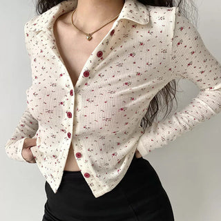 Floral button up T -shirt