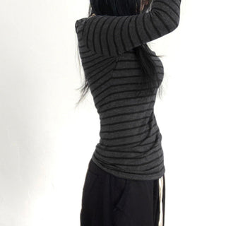 Striped round neck lightweight jersey