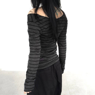 Striped round neck lightweight jersey