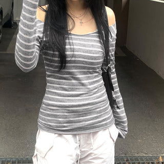 Striped round neck lightweight jersey