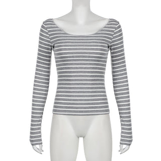 Striped round neck lightweight jersey