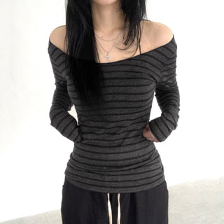 Striped round neck lightweight jersey