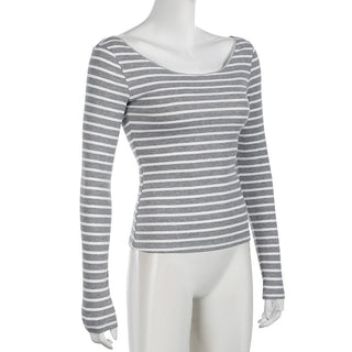 Striped round neck lightweight jersey