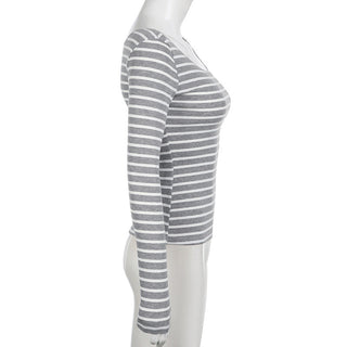 Striped round neck lightweight jersey