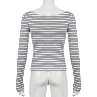 Striped round neck lightweight jersey