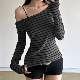 Striped round neck lightweight jersey
