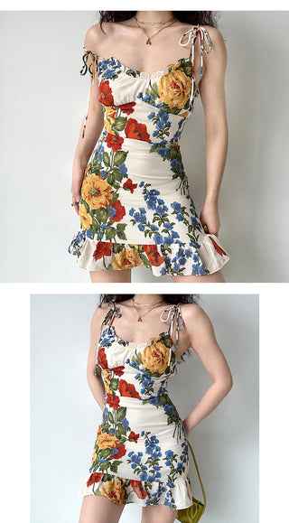 Floral graphic spaghetti strap dress