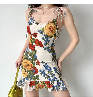 Floral graphic spaghetti strap dress