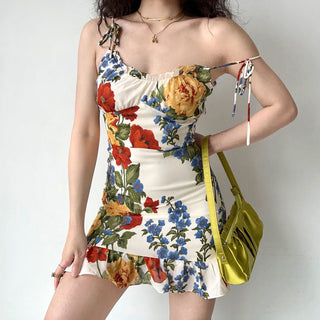 Floral graphic spaghetti strap dress