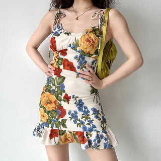 Floral graphic spaghetti strap dress