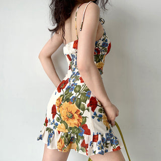 Floral graphic spaghetti strap dress