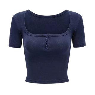 Slim short-sleeved crop top