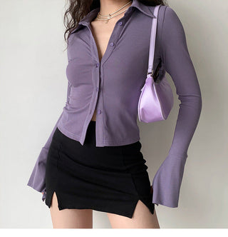 POLO lapel flared sleeve shirt