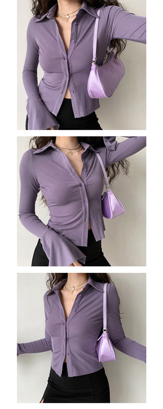 POLO lapel flared sleeve shirt