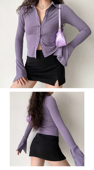 POLO lapel flared sleeve shirt
