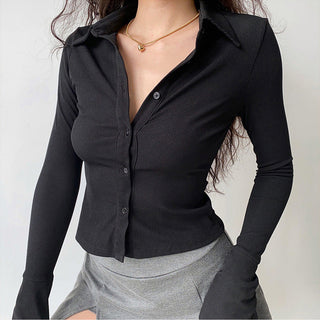 POLO lapel flared sleeve shirt