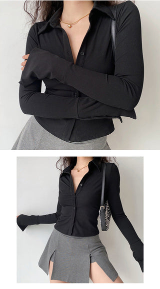 POLO lapel flared sleeve shirt