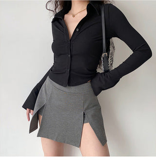 POLO lapel flared sleeve shirt