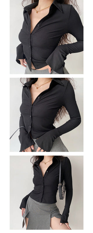 POLO lapel flared sleeve shirt
