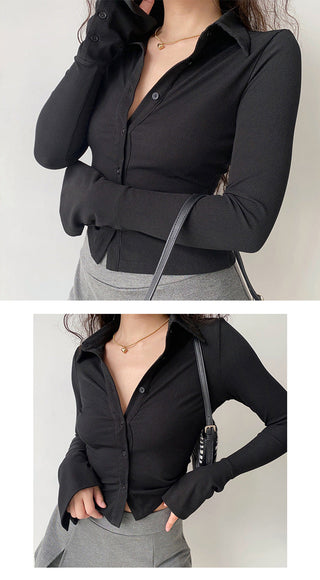 POLO lapel flared sleeve shirt