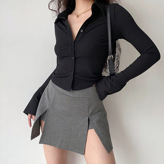 POLO lapel flared sleeve shirt