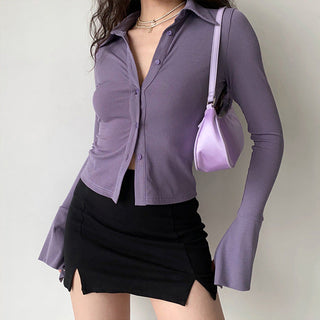 POLO lapel flared sleeve shirt