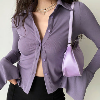 POLO lapel flared sleeve shirt