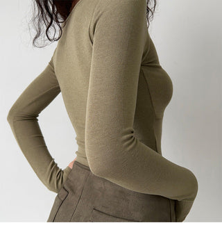 Bow knot V-neck long-sleeve top