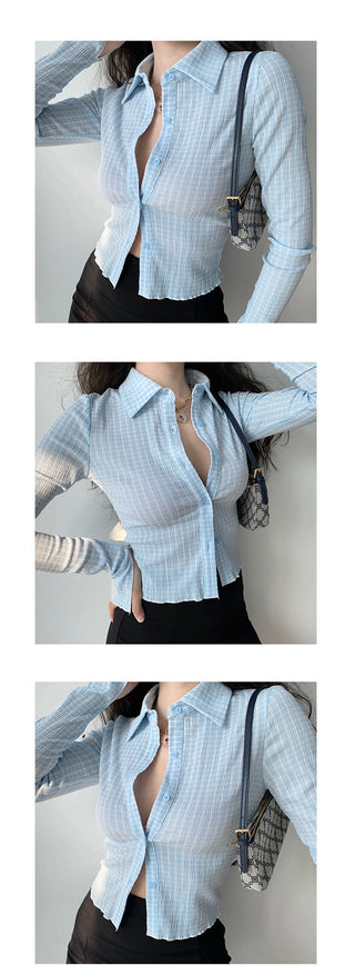 Retro striped slim shirt