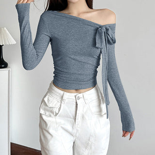 Ribbon tie irregular knitted top