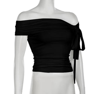 Ribbon tie irregular knitted top