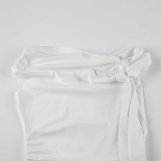 Ribbon tie irregular knitted top