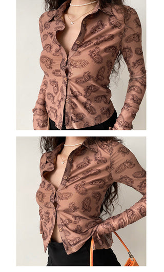 Retro graphic slim shirt