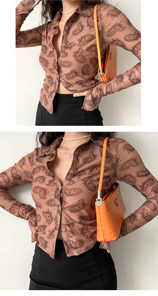 Retro graphic slim shirt