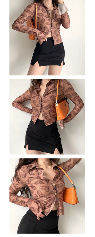 Retro graphic slim shirt