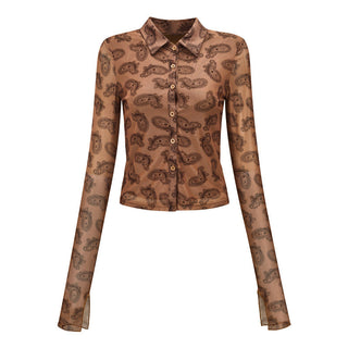 Retro graphic slim shirt
