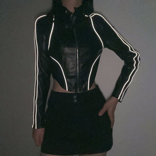 Slim bright leather zipper