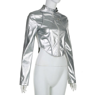 Slim bright leather zipper