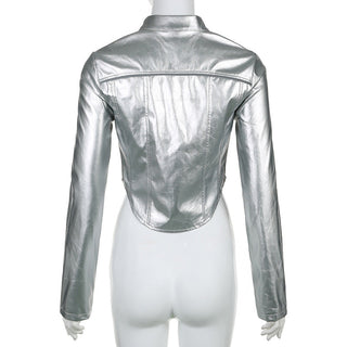 Slim bright leather zipper